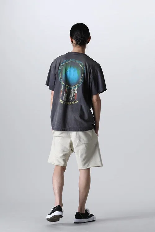 SAINT Mxxxxxx 'SAINT' SWEAT SHORTS/GRY/BLK embroidered SAINT LOGO basic shorts, distressed gray/washed black S-XL, four needles and six threads throughout, produced by a major domestic factory, imported Tajima machine embroidery, washed and distressed, original version